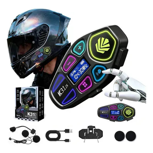 Bigview K31-2X Interkom Bluetooth për Helmetë Moto, Distancë 1.5 km, Radio FM, IP67