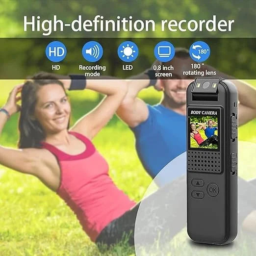 Mini Kamera Trupi CS08 1080P Full HD me Lente 180° të Rrotullueshme, Clip të Pasëm dhe Vizion Nate