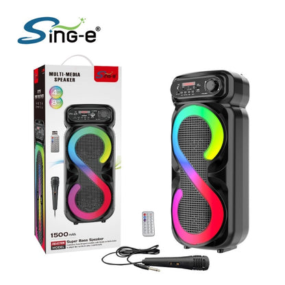 SING-E ZQS4270M Portable Wireless Party DJ Sound System Double 4-Inch HiFi Karaoke Speaker
