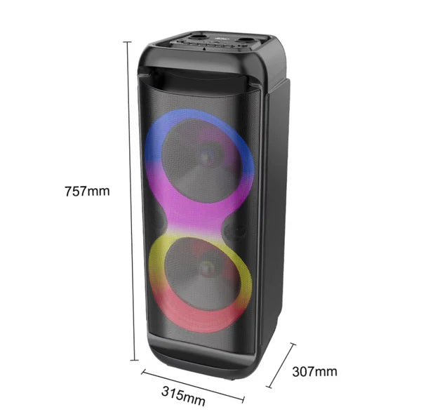 ZQS-8288 Zmadhues Zëri Bluetooth me Mikrofon Wireless, Dy Altoparlantë 8 Inç, Drita RGB LED dhe TWS