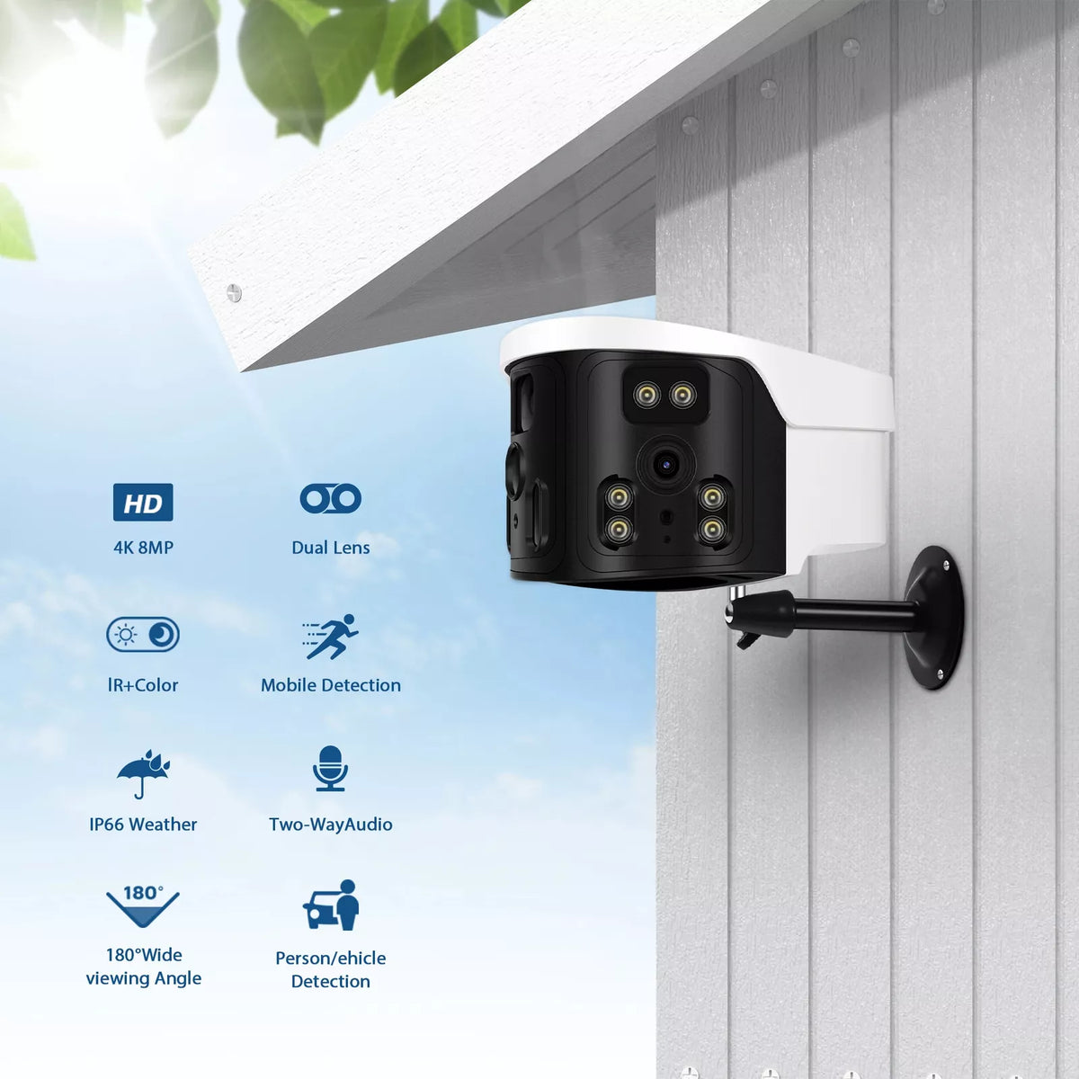 BESDER 8MP WiFi Kamera Sigurie 180° me Human Detection (iCam365)