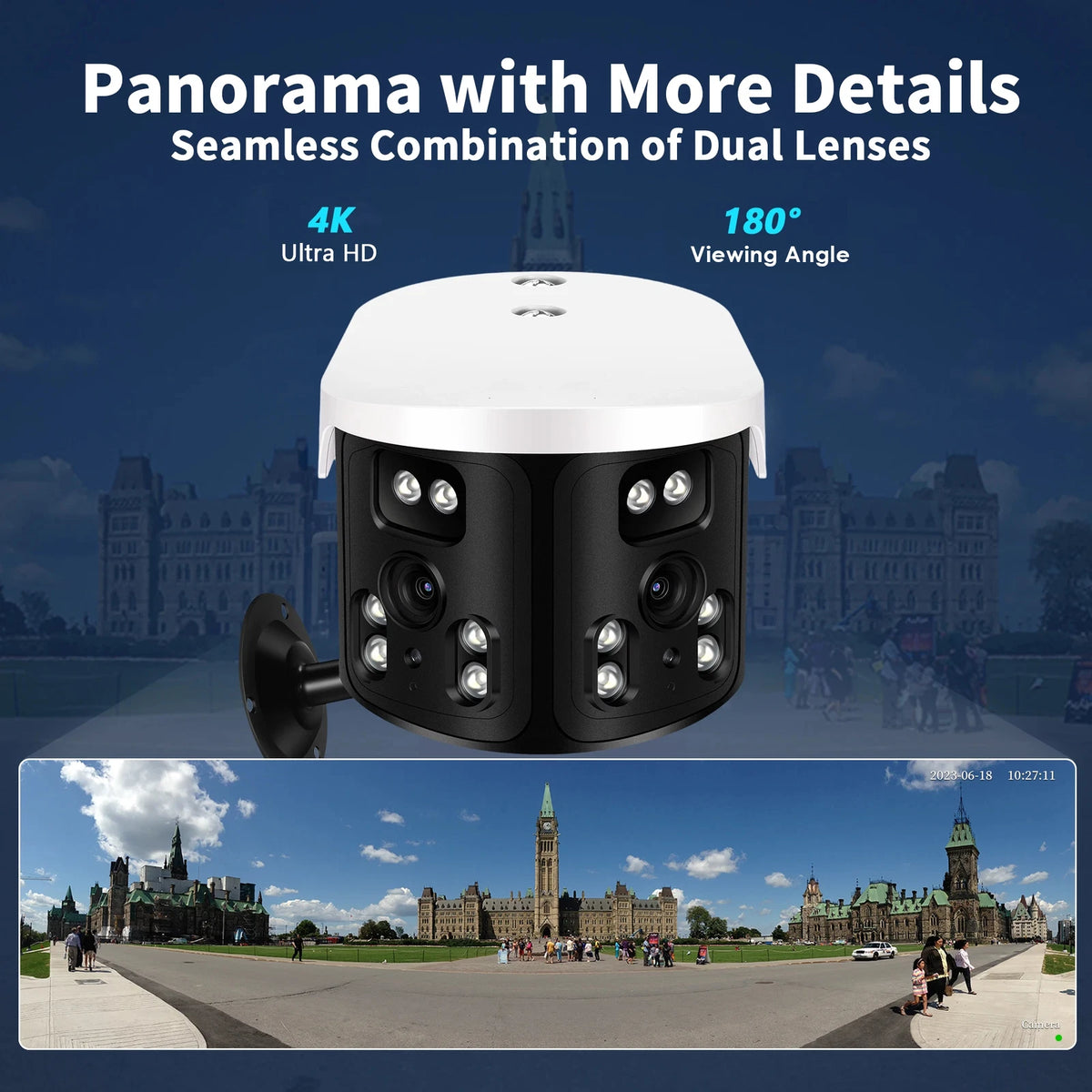 BESDER 8MP WiFi Kamera Sigurie 180° me Human Detection (iCam365) – Kamerë Sigurie WiFi, pamja 3