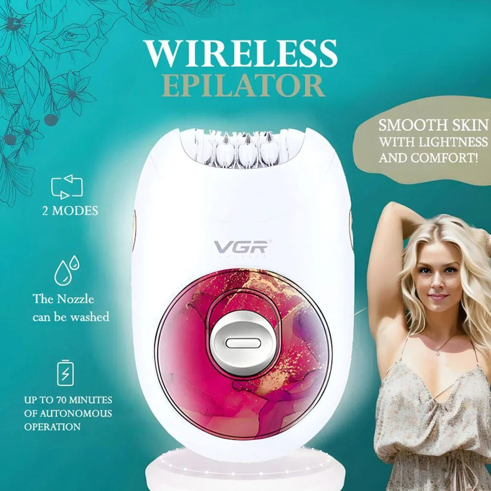 VGR V-706 Epilator Profesional i Rikarikueshëm për Femra Bardhë/Rozë
