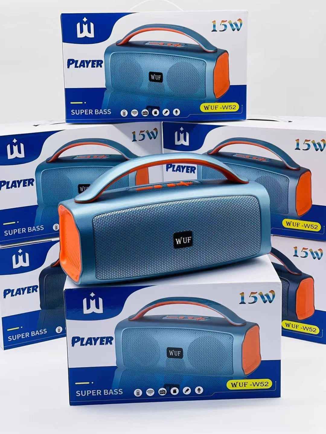 Wuf W52 Altoparlant Portativ Wireless 15W Super Bass me Bluetooth, FM Radio, USB, TF dhe Aux – Zmadhues Zëri Bluetooth